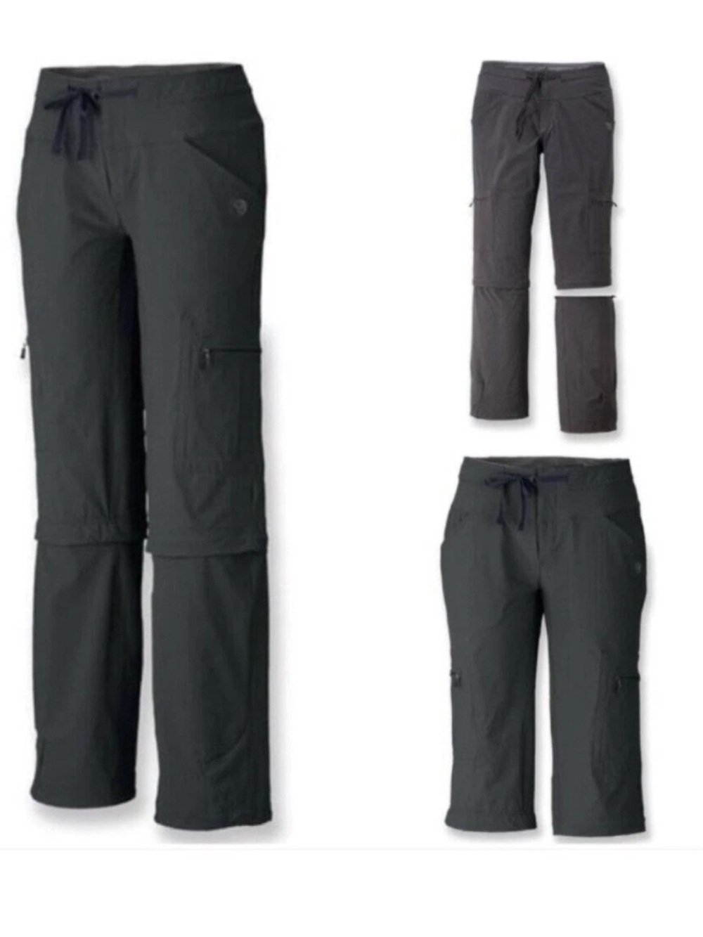 Mountain Hardwear Stretch Convertible Cargo Hiking Pant Womens 6/30 Gray Zip Off